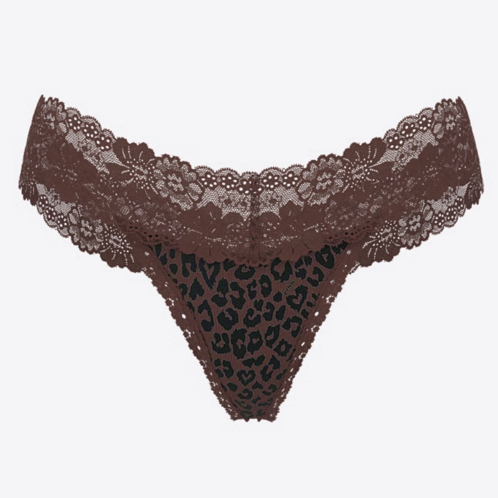 PINK Wink Lace Trim Thong Panty